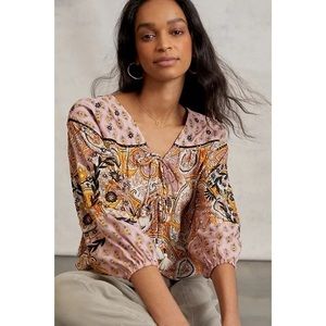 Anthropologie, Kayleigh Tie Front Blouse Size Small‎